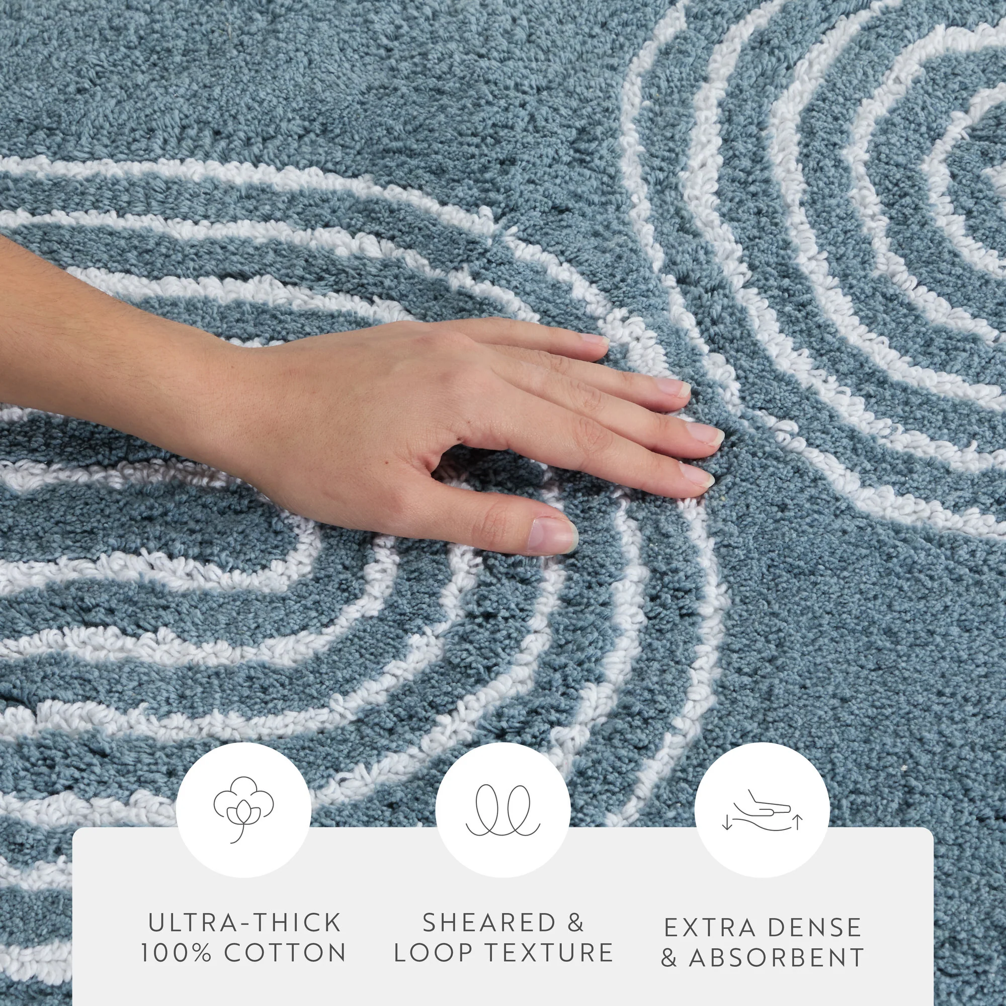 100% Cotton Linear Geo Patterned Bath Mat - Image 19