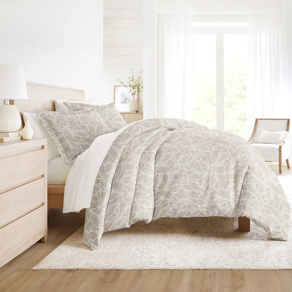 Linear Leaves Pattern 3-Piece Duvet Cover Set - Image 4