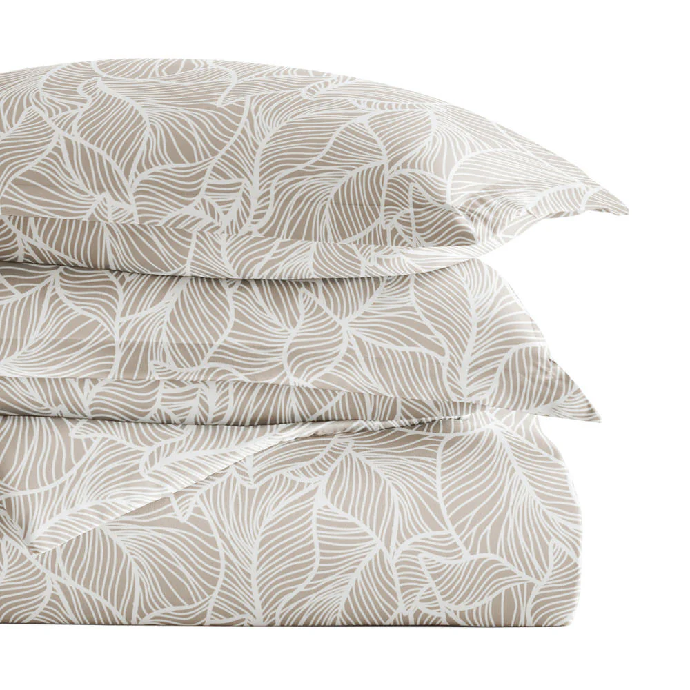 Linear Leaves Pattern 3-Piece Duvet Cover Set - Image 6