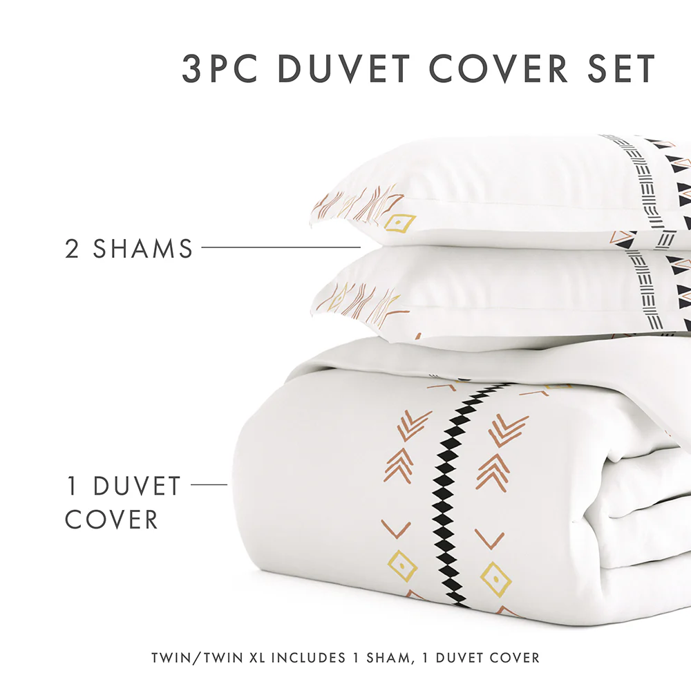 Natural Geo Lines Pattern 3-Piece Duvet Cover Set - Image 11