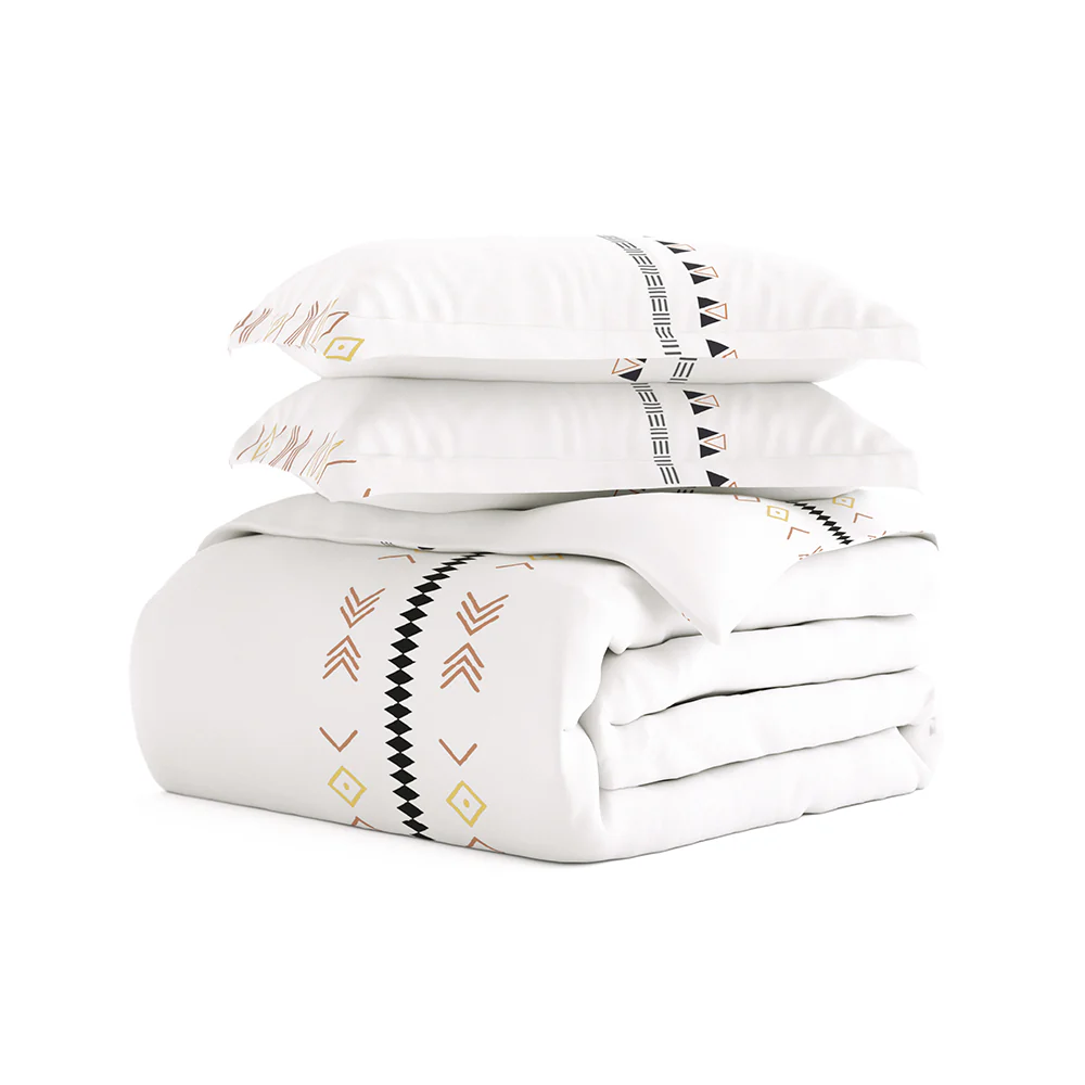 Natural Geo Lines Pattern 3-Piece Duvet Cover Set - Image 4