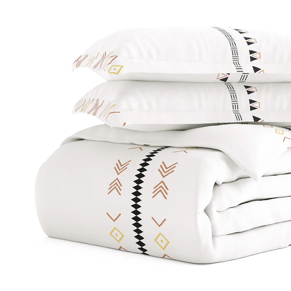 Natural Geo Lines Pattern 3-Piece Duvet Cover Set - Image 5