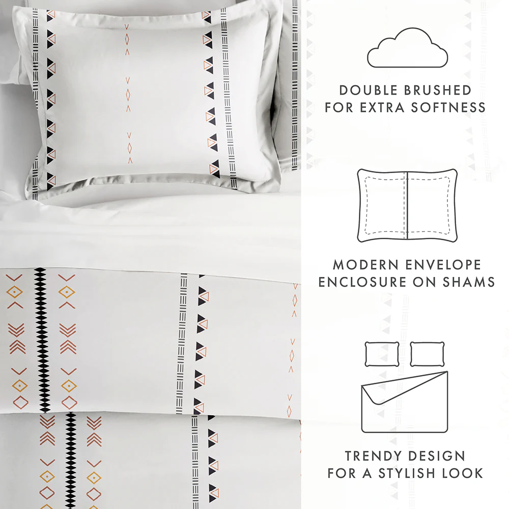 Natural Geo Lines Pattern 3-Piece Duvet Cover Set - Image 8