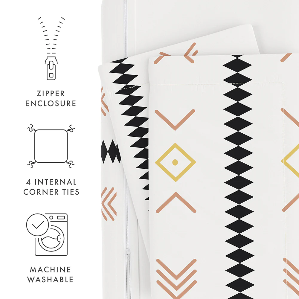 Natural Geo Lines Pattern 3-Piece Duvet Cover Set - Image 9