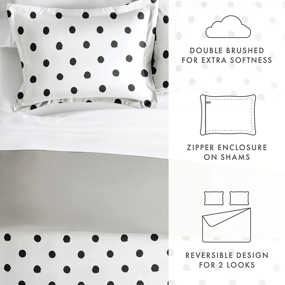 Painted Polkadot Pattern 3-Piece Reversible Duvet Cover Set - Image 10
