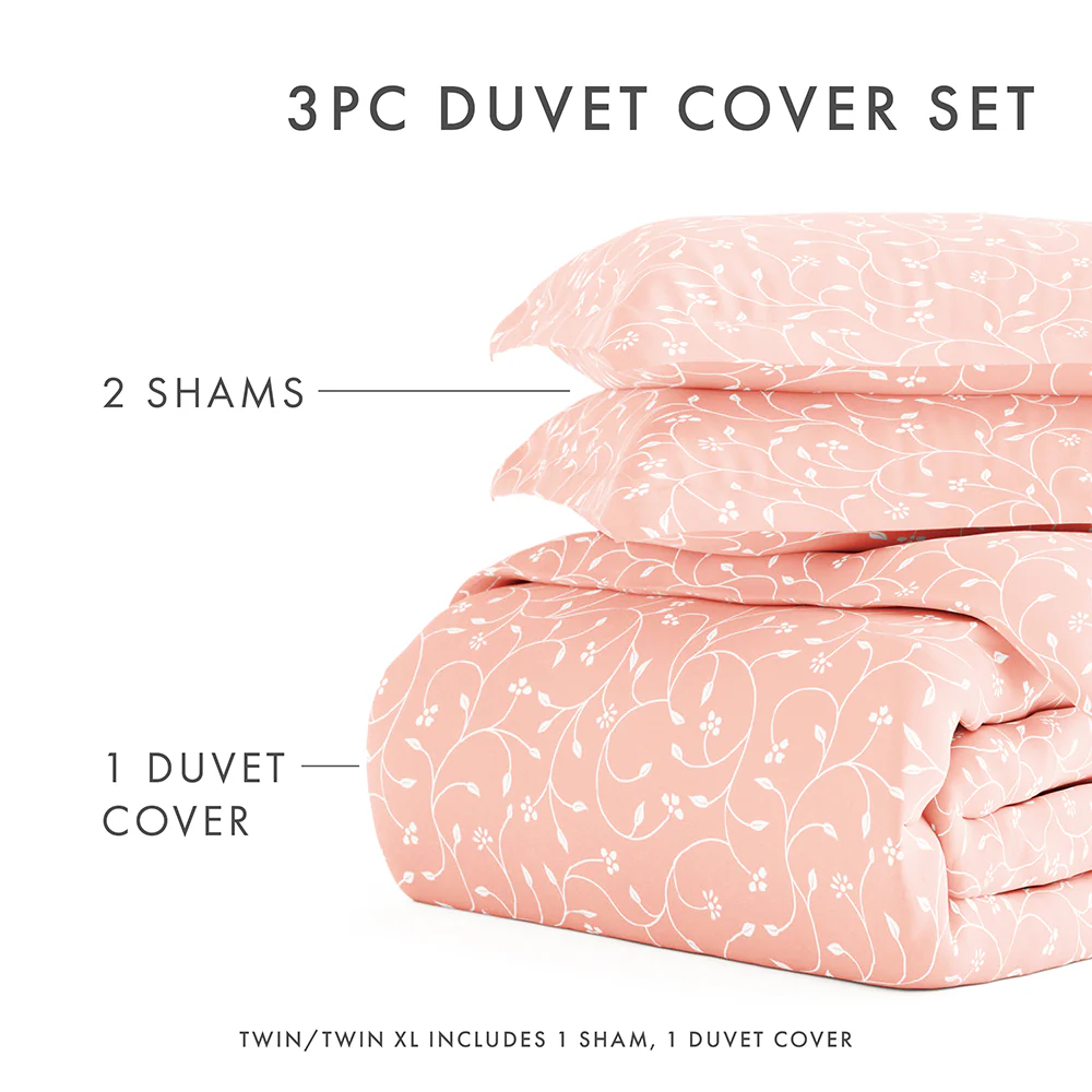 Pink Buds Pattern 3-Piece Duvet Cover Set - Image 11