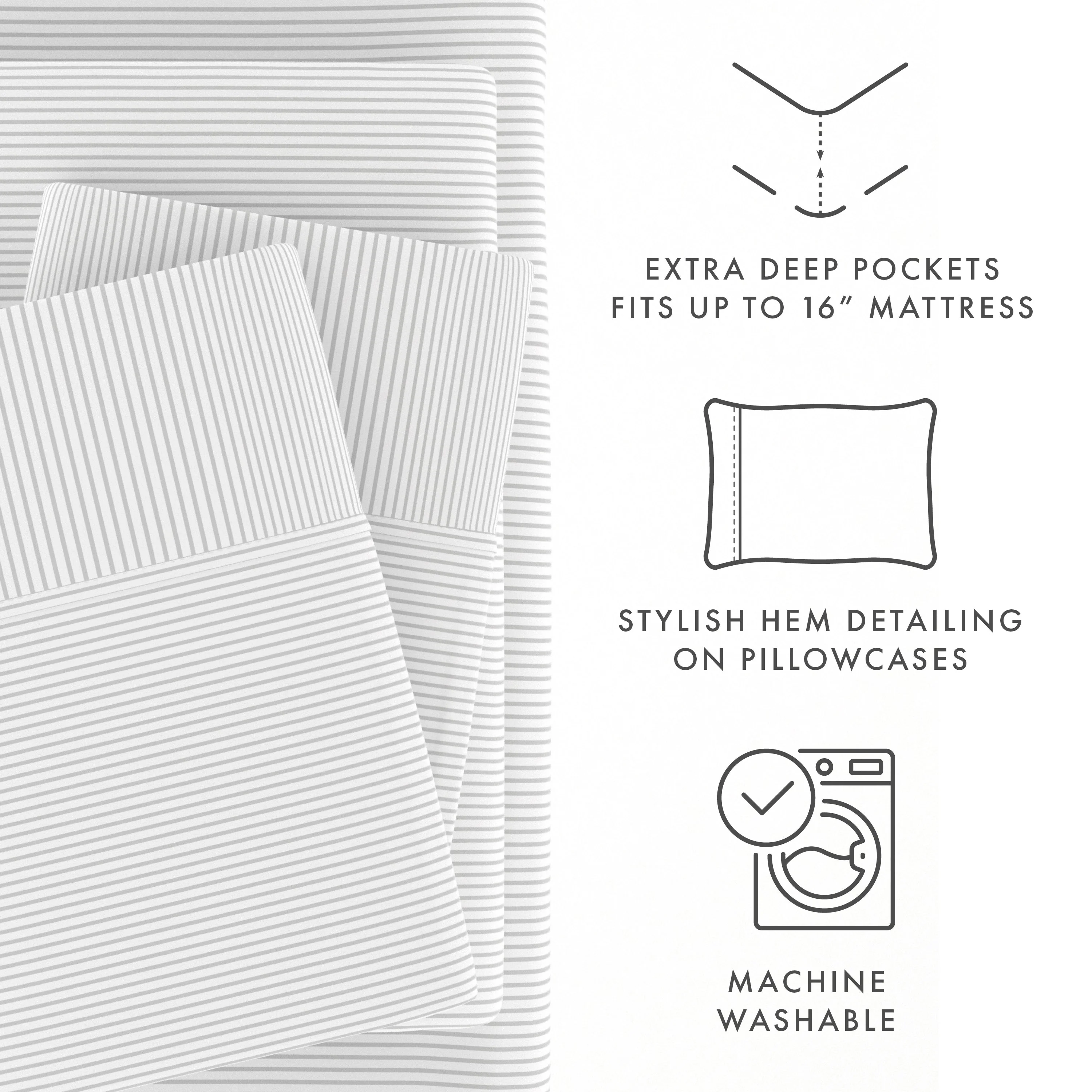 Pinstriped Pattern 4-Piece Sheet Set - Sale - Image 7