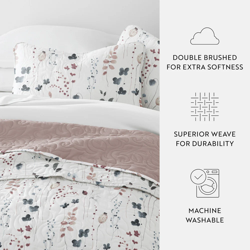 Poppy Bloom Reversible Quilted Coverlet Set - Image 10