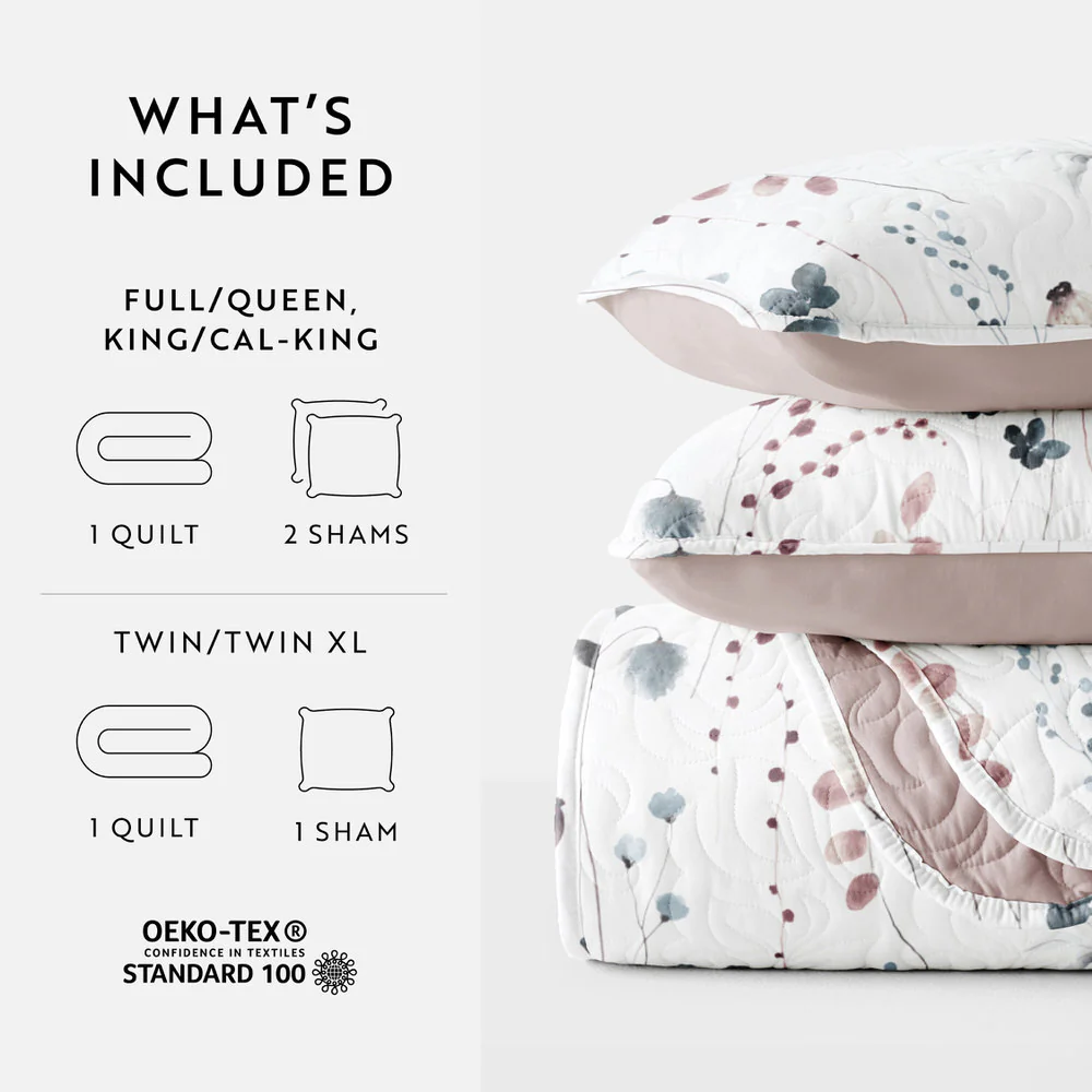Poppy Bloom Reversible Quilted Coverlet Set - Image 11