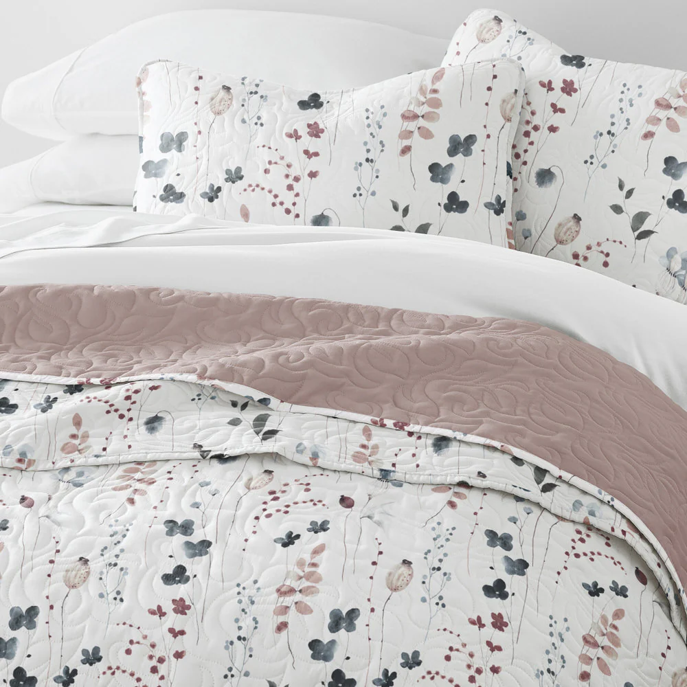 Poppy Bloom Reversible Quilted Coverlet Set - Image 5