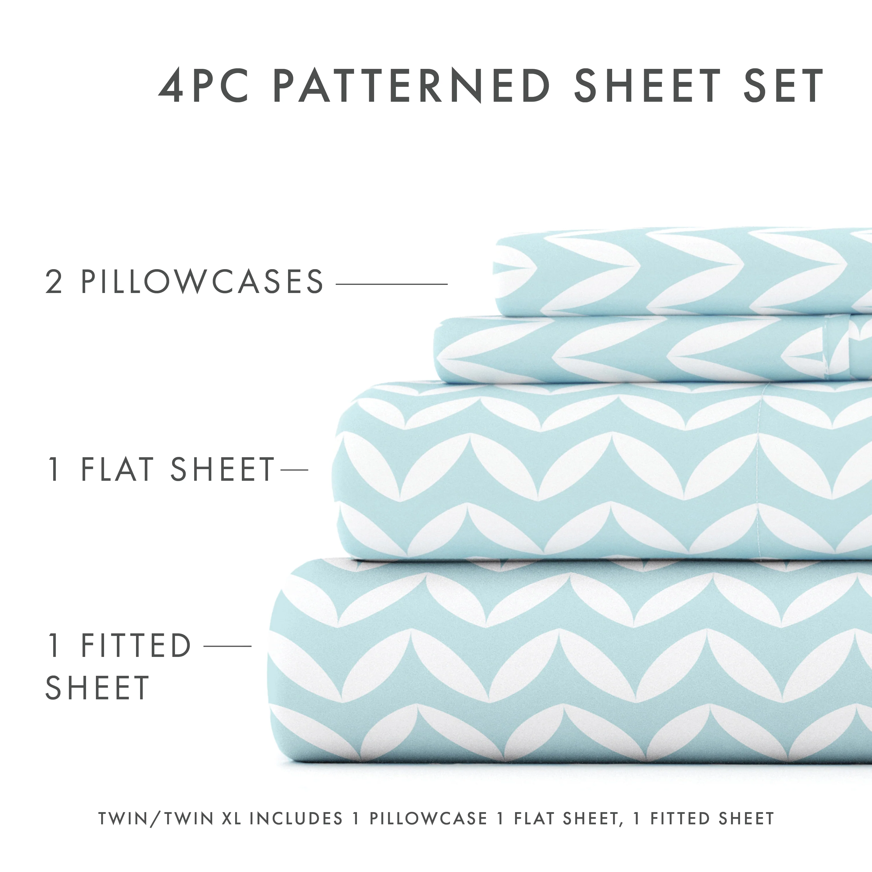 Puffed Chevron Pattern 4-Piece Sheet Set - Image 13