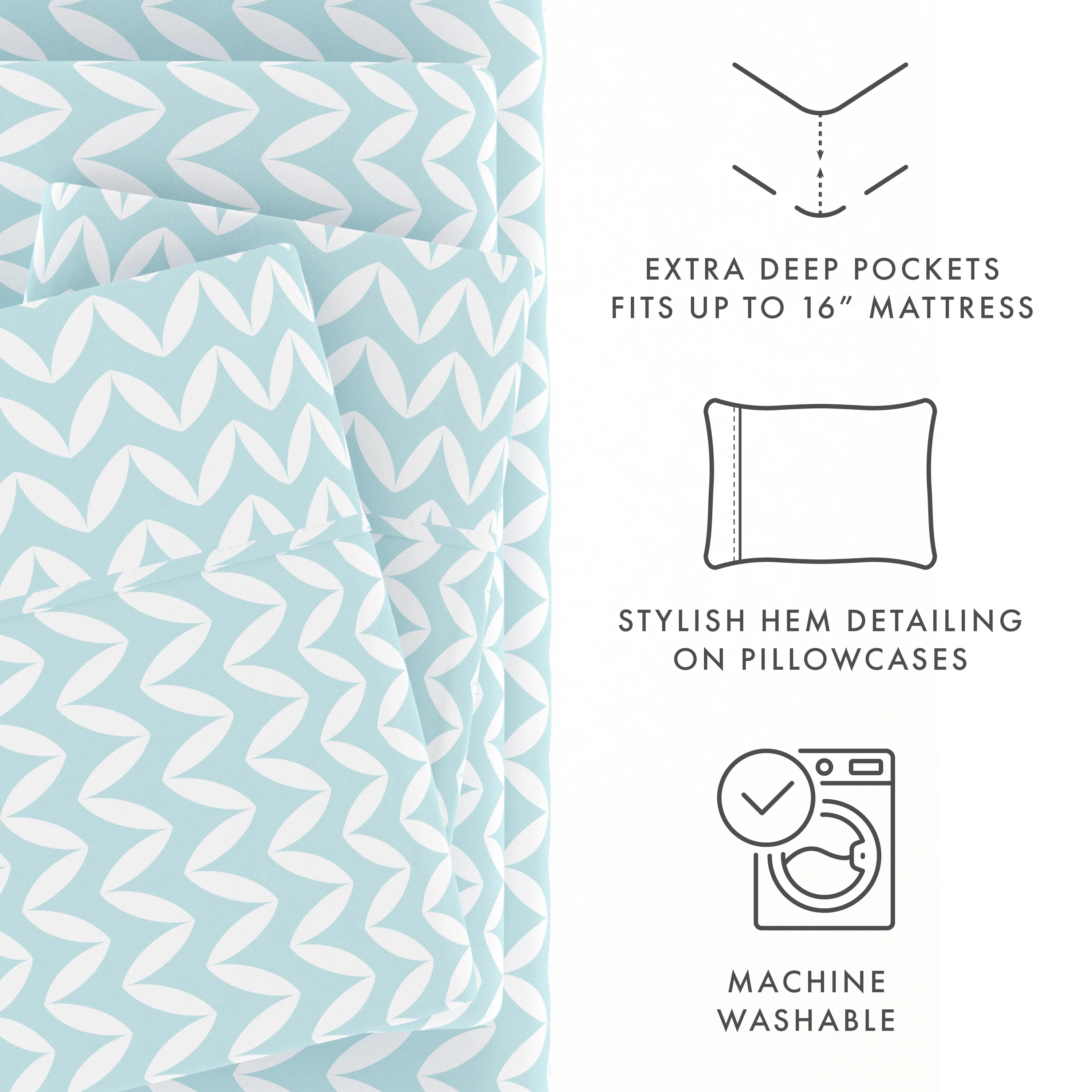 Puffed Chevron Pattern 4-Piece Sheet Set - Image 19
