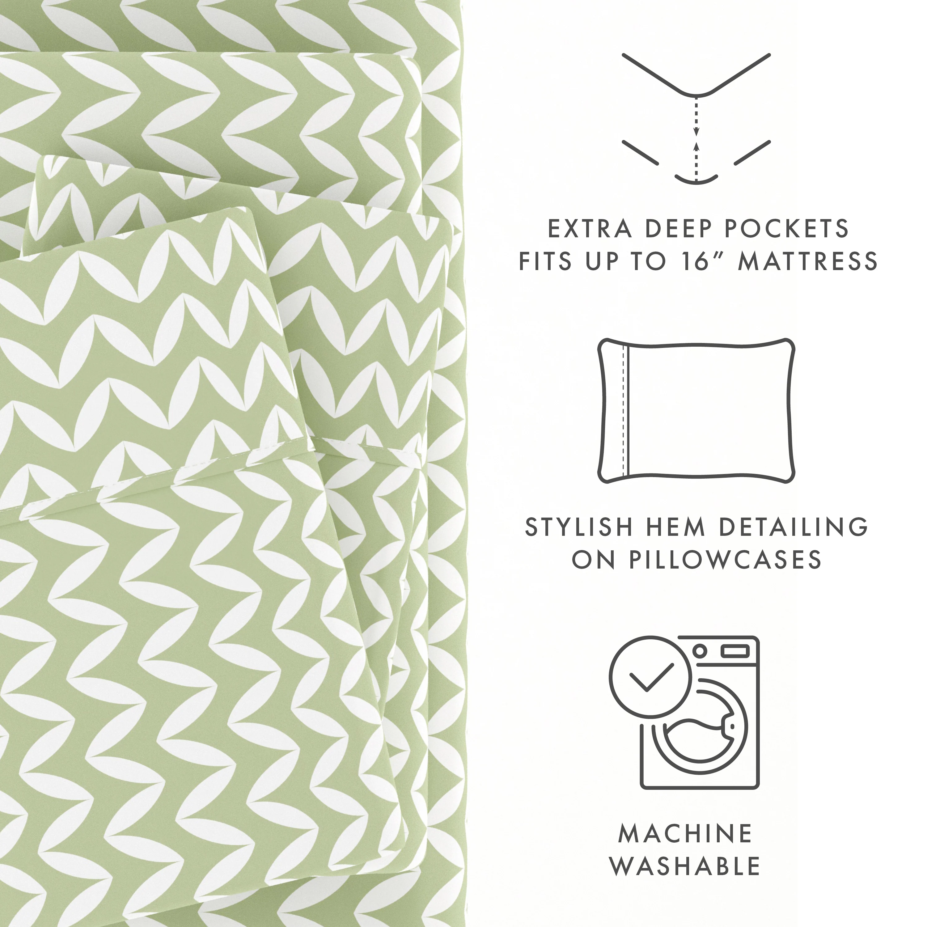 Puffed Chevron Pattern 4-Piece Sheet Set - Image 20