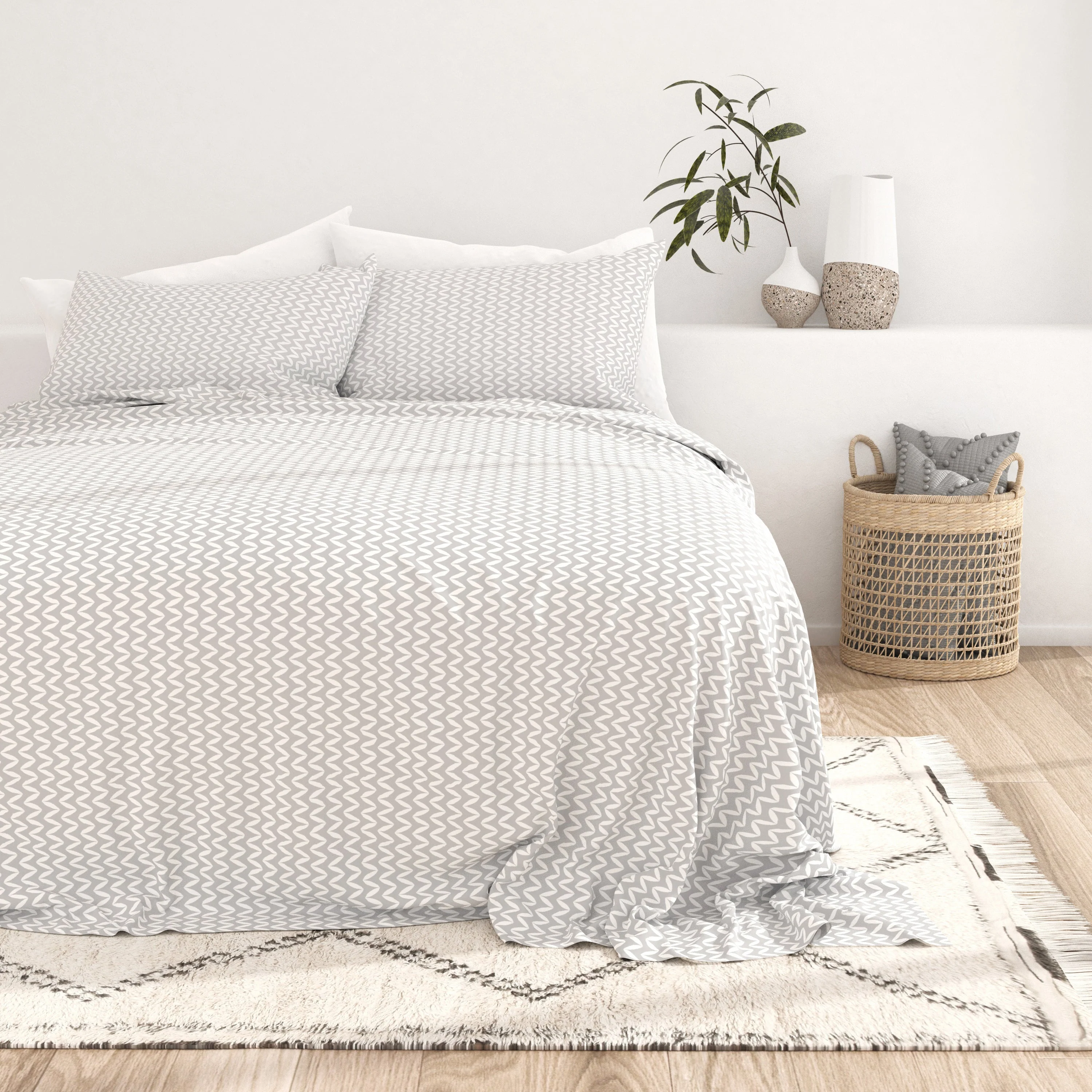 Puffed Chevron Pattern 4-Piece Sheet Set - Sale - Image 9