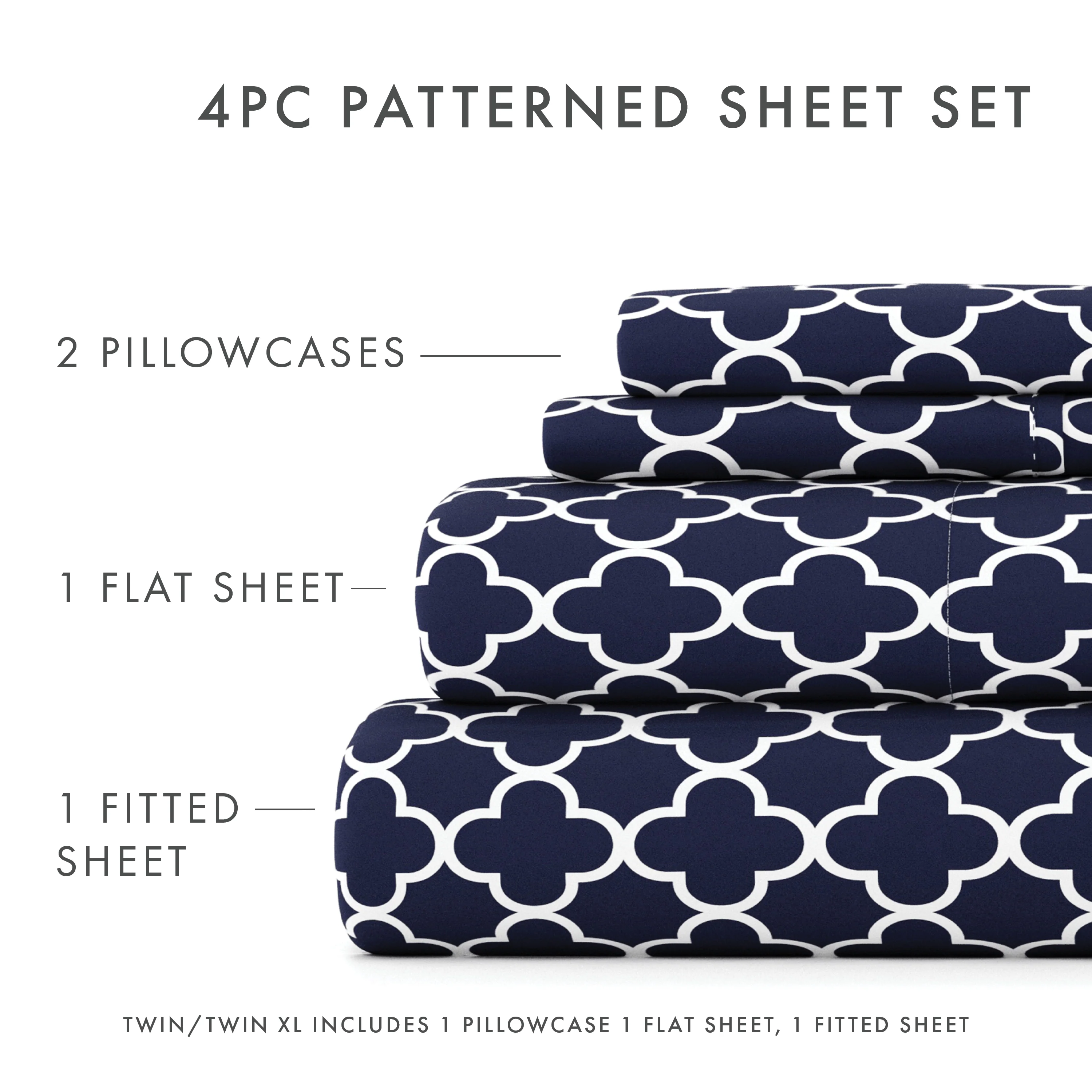 Quatrefoil Pattern 4-Piece Sheet Set - Image 9