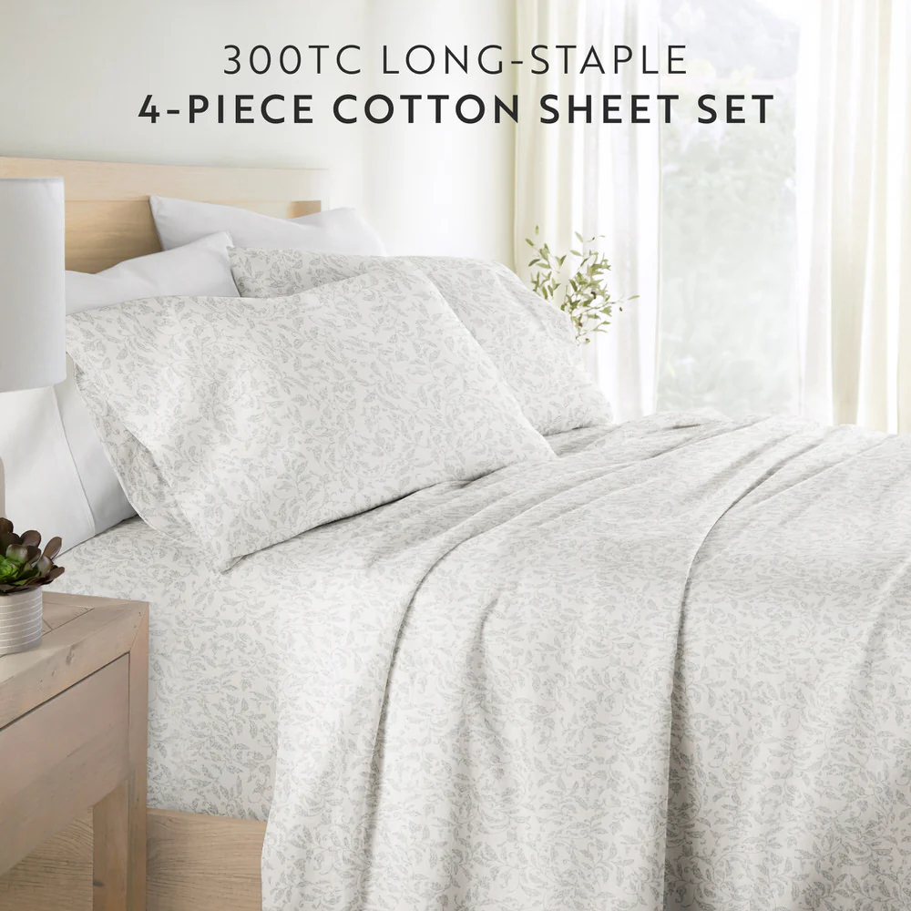 Romantic Vines 4-Piece Long Staple Cotton Sheet Set - Image 5