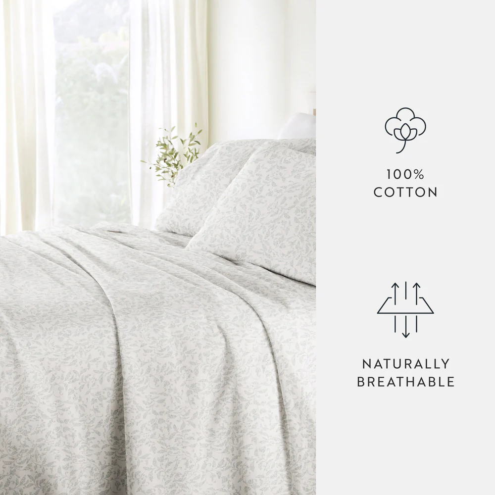 Romantic Vines 4-Piece Long Staple Cotton Sheet Set - Image 8