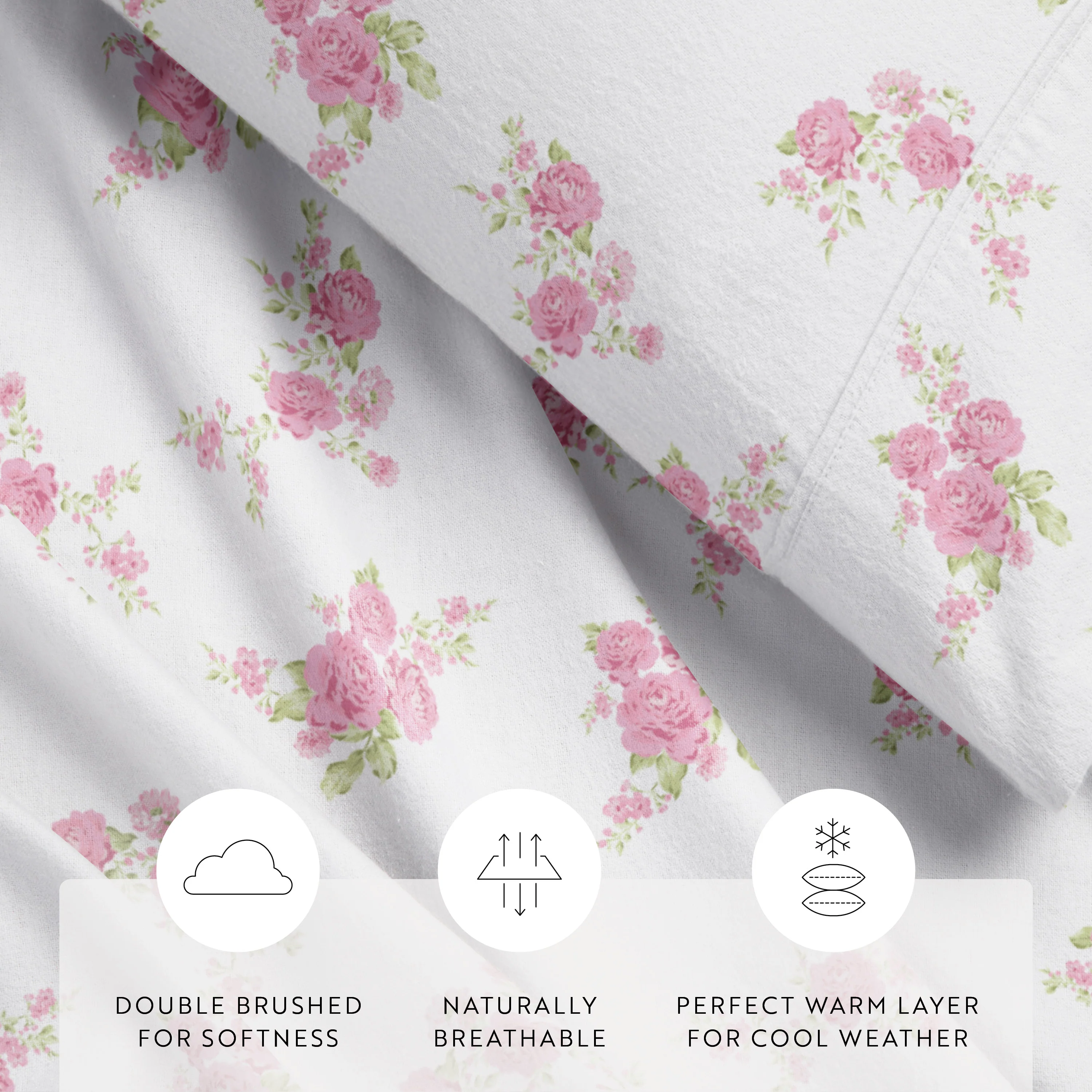 Rose Bunch 4-Piece Flannel Sheet Set - Image 12