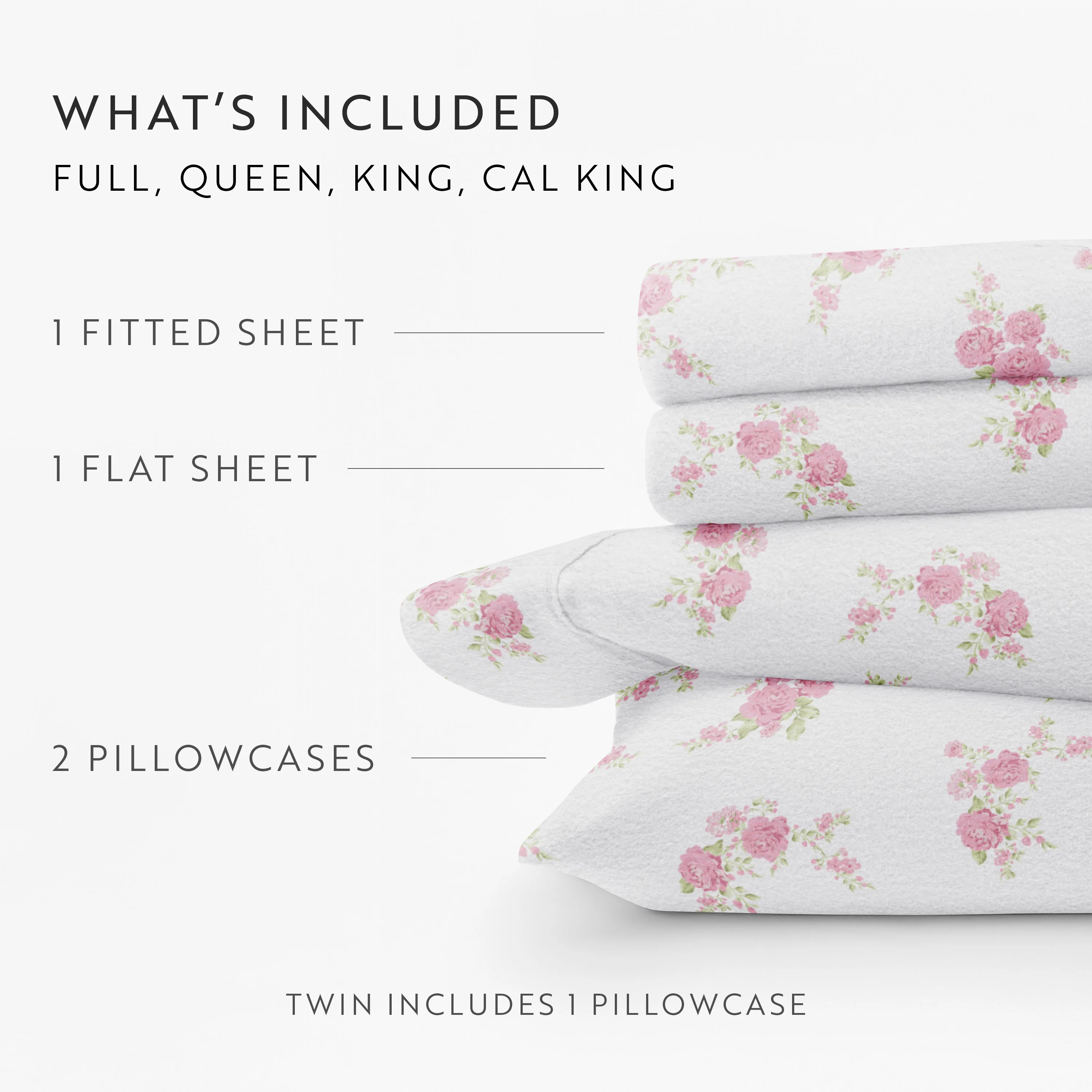 Rose Bunch 4-Piece Flannel Sheet Set - Image 22
