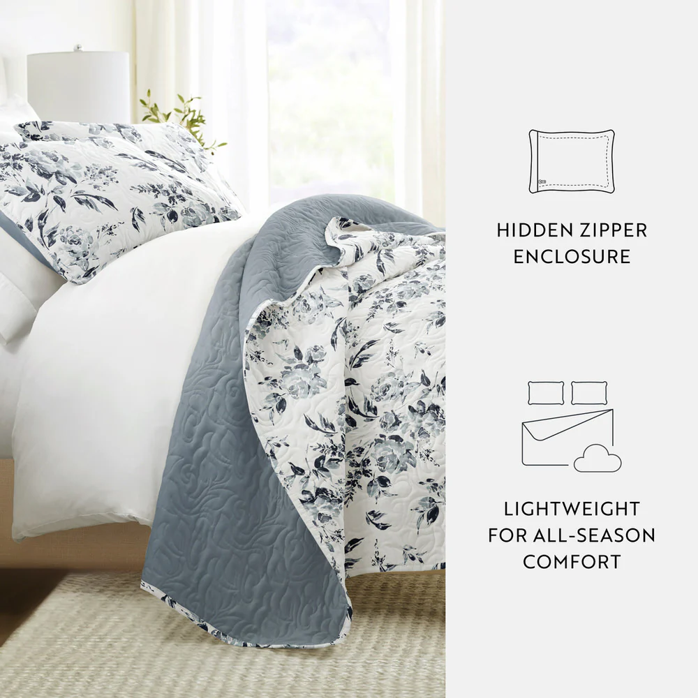 Rose Garden Reversible Quilted Coverlet Set - Image 10