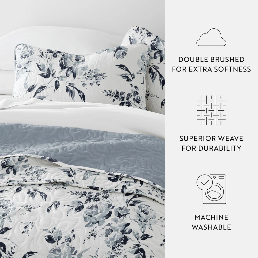 Rose Garden Reversible Quilted Coverlet Set - Image 11