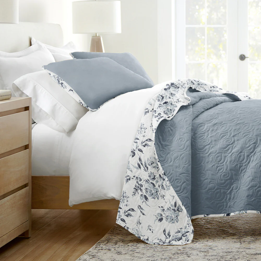 Rose Garden Reversible Quilted Coverlet Set - Image 2