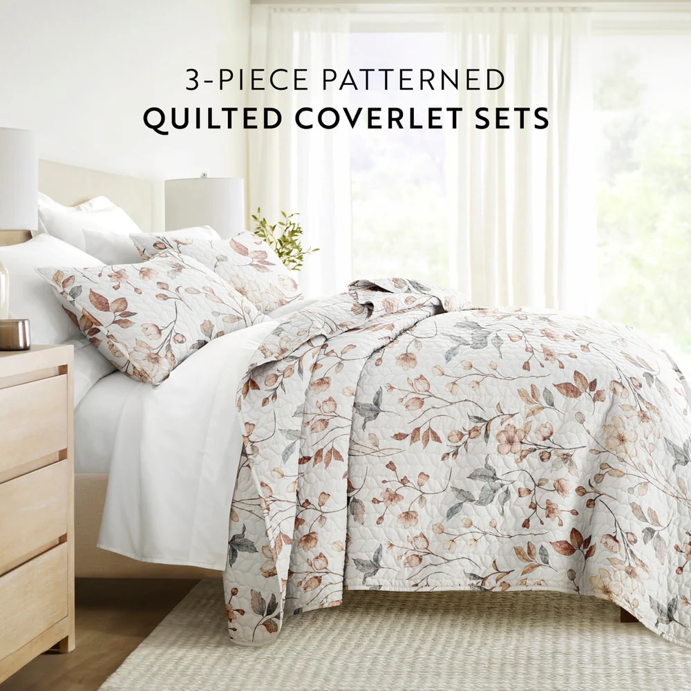 Russet Floral Quilted Coverlet Set - Image 5