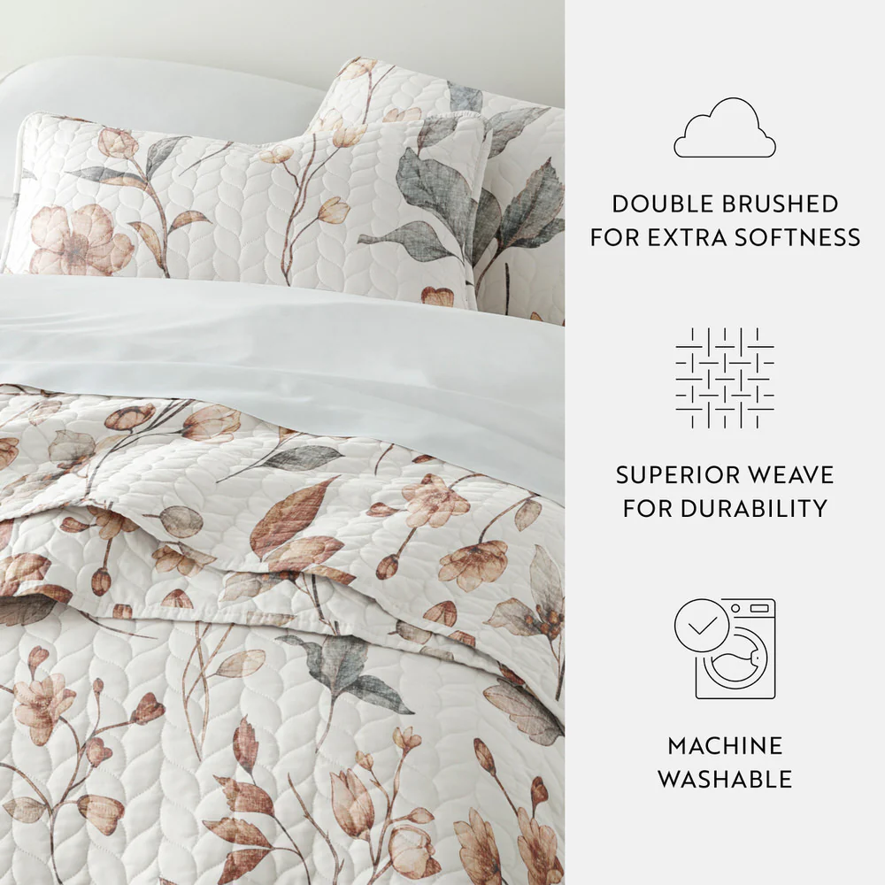 Russet Floral Quilted Coverlet Set - Image 7
