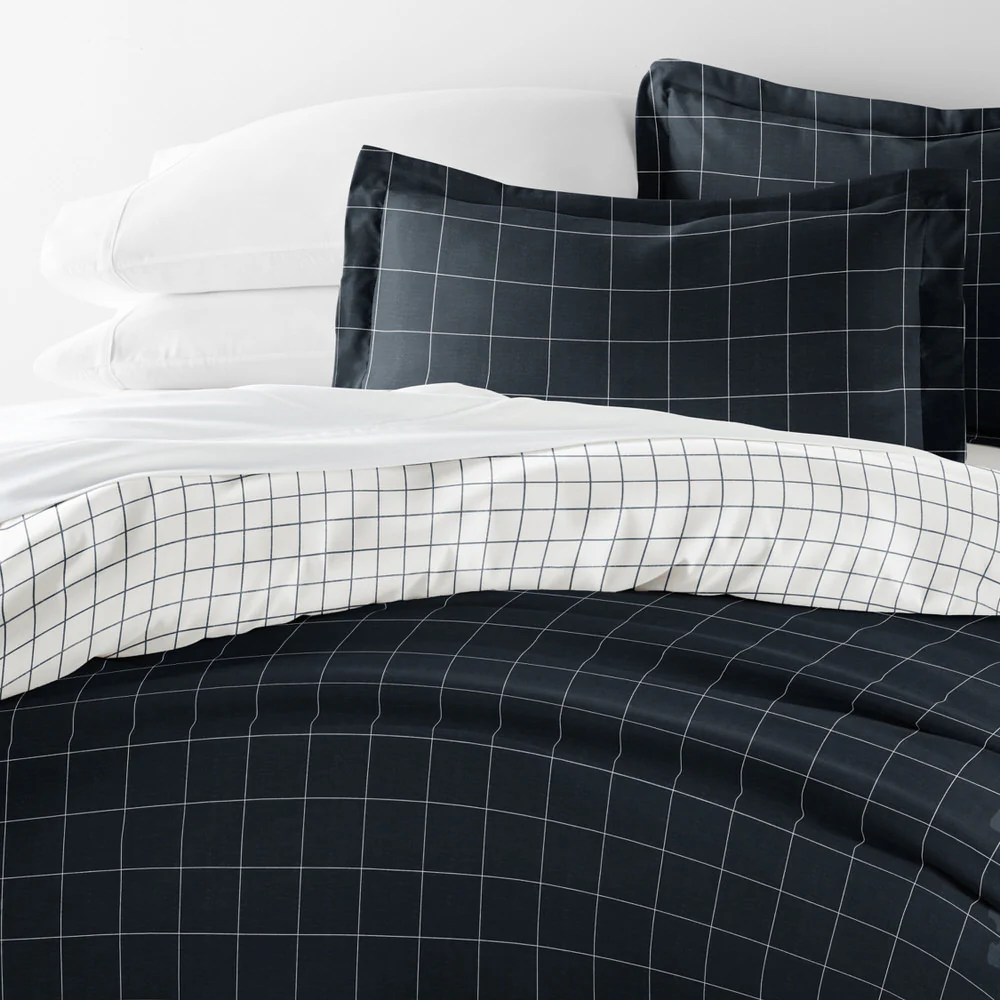 Rustic Windowpane Pattern 3-Piece Reversible Duvet Cover Set - Image 9