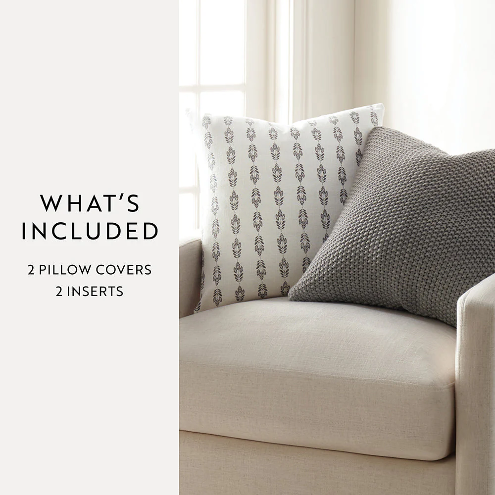 2-Pack Seed Stitch Knit With Folk Leaves Décor Throw Pillows (Sale) - Image 3