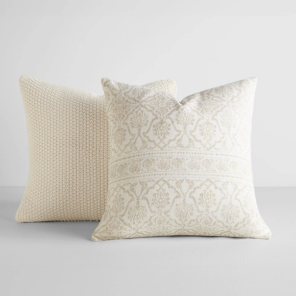 2-Pack Throw Pillows Seed Stitch Knit With Antique Floral (Sale) - Image 3