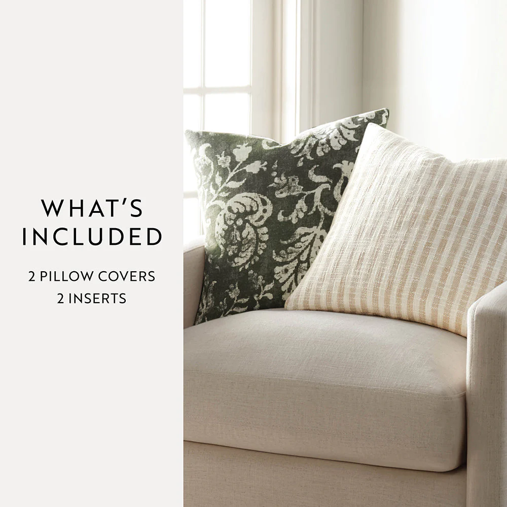 2-Pack Yarn-Dyed Bengal Stripe / Distressed Floral Décor Throw Pillows (Sale) - Image 16