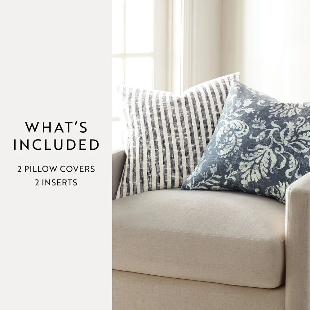 2-Pack Yarn-Dyed Bengal Stripe / Distressed Floral Décor Throw Pillows (Sale) - Image 17
