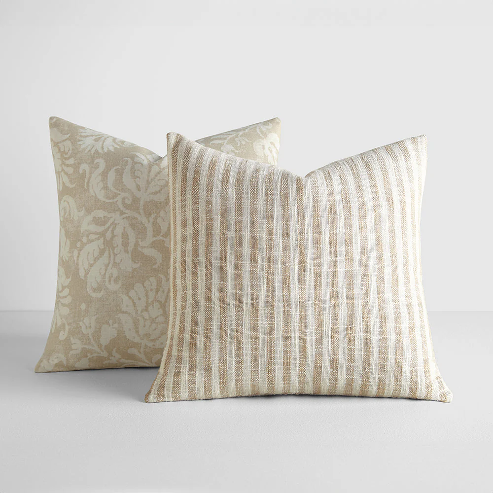 2-Pack Yarn-Dyed Bengal Stripe / Distressed Floral Décor Throw Pillows (Sale) - Image 2