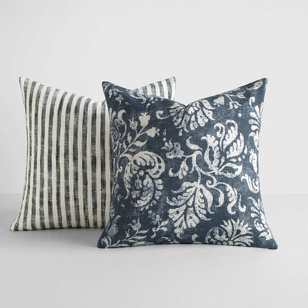 2-Pack Yarn-Dyed Bengal Stripe / Distressed Floral Décor Throw Pillows (Sale) - Image 3