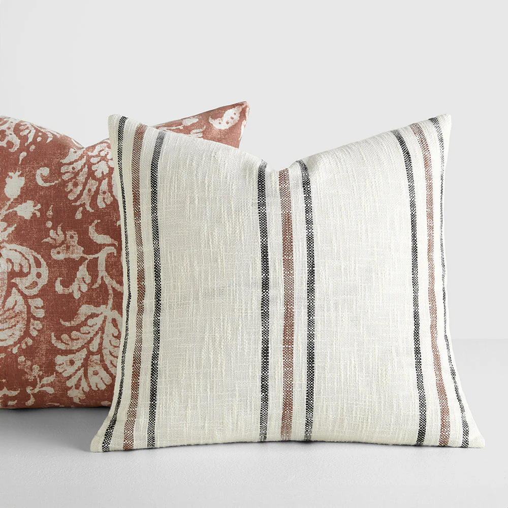 2-Pack Yarn-Dyed Framed Stripe / Distressed Floral Decor Throw Pillows (Sale) - Image 2