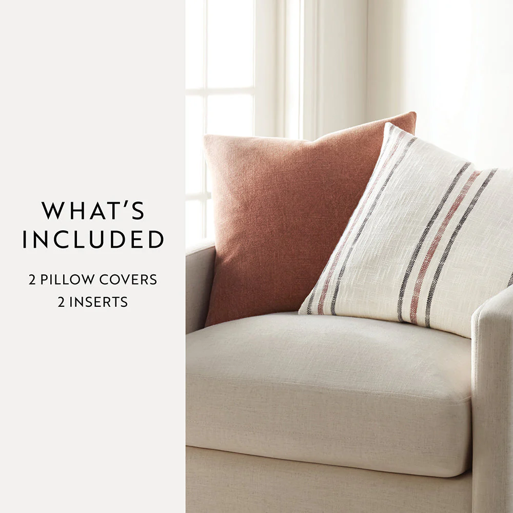 2-Pack Yarn-Dyed Framed Stripe / Solid Décor Throw Pillows (Sale) - Image 12