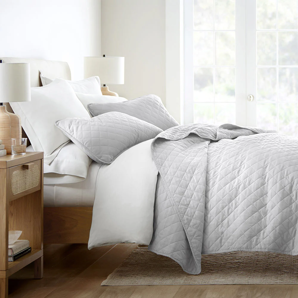 Sale - 3-Piece Diamond Stitch Quilted Coverlet Set - Image 4