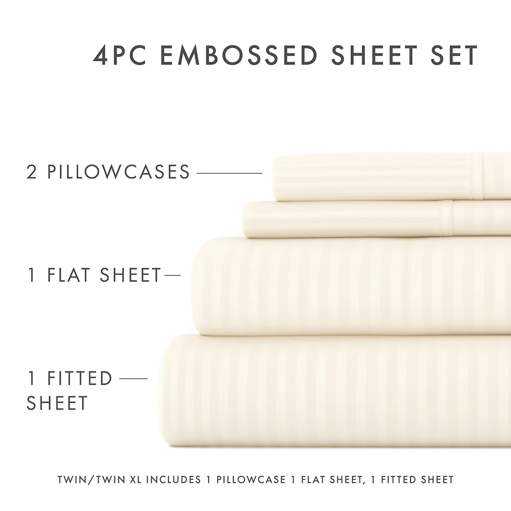 Striped Embossed 4-Piece Sheet Set (Sale) - Image 26