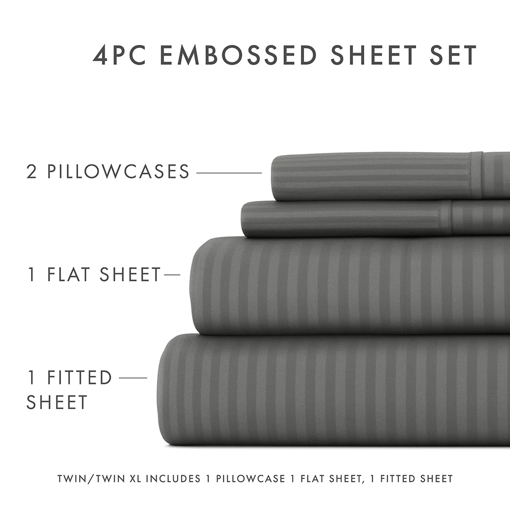 Striped Embossed 4-Piece Sheet Set (Sale) - Image 28