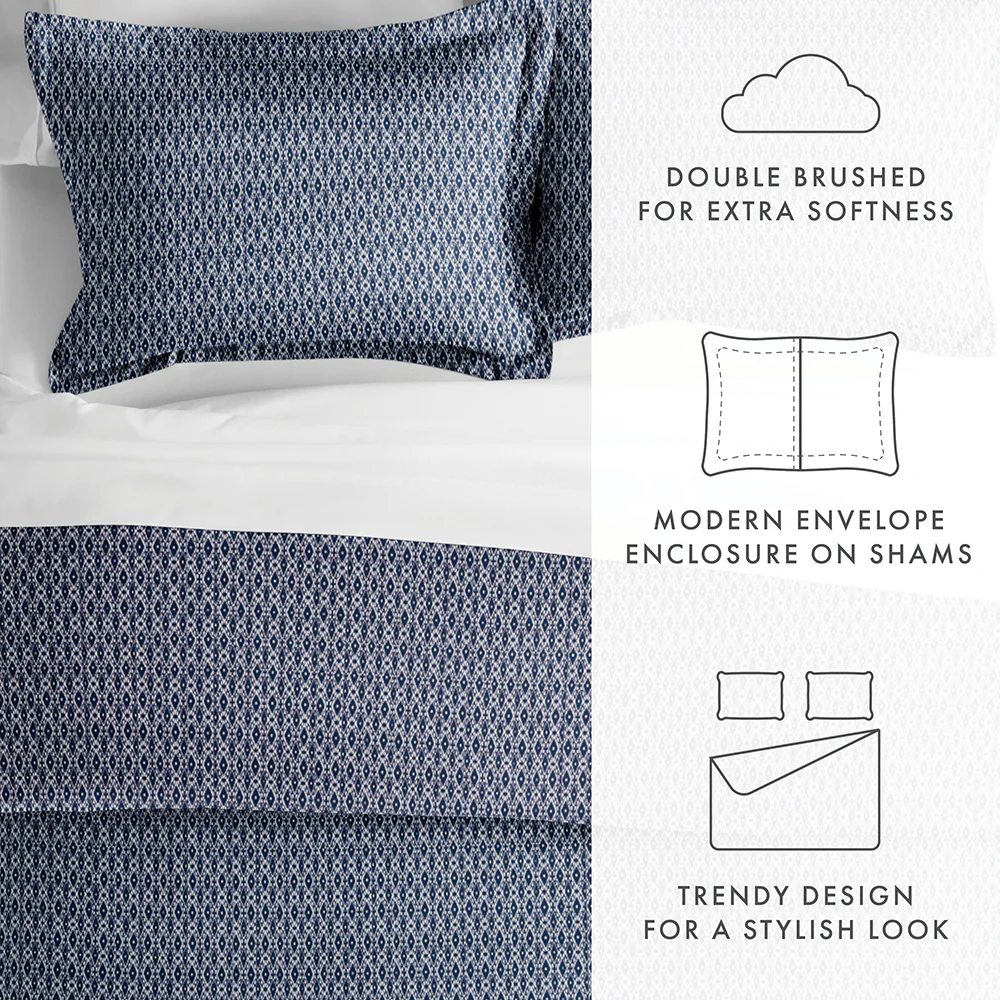 Blue Diamond Pattern 3-Piece Duvet Cover Set (Sale) - Image 8