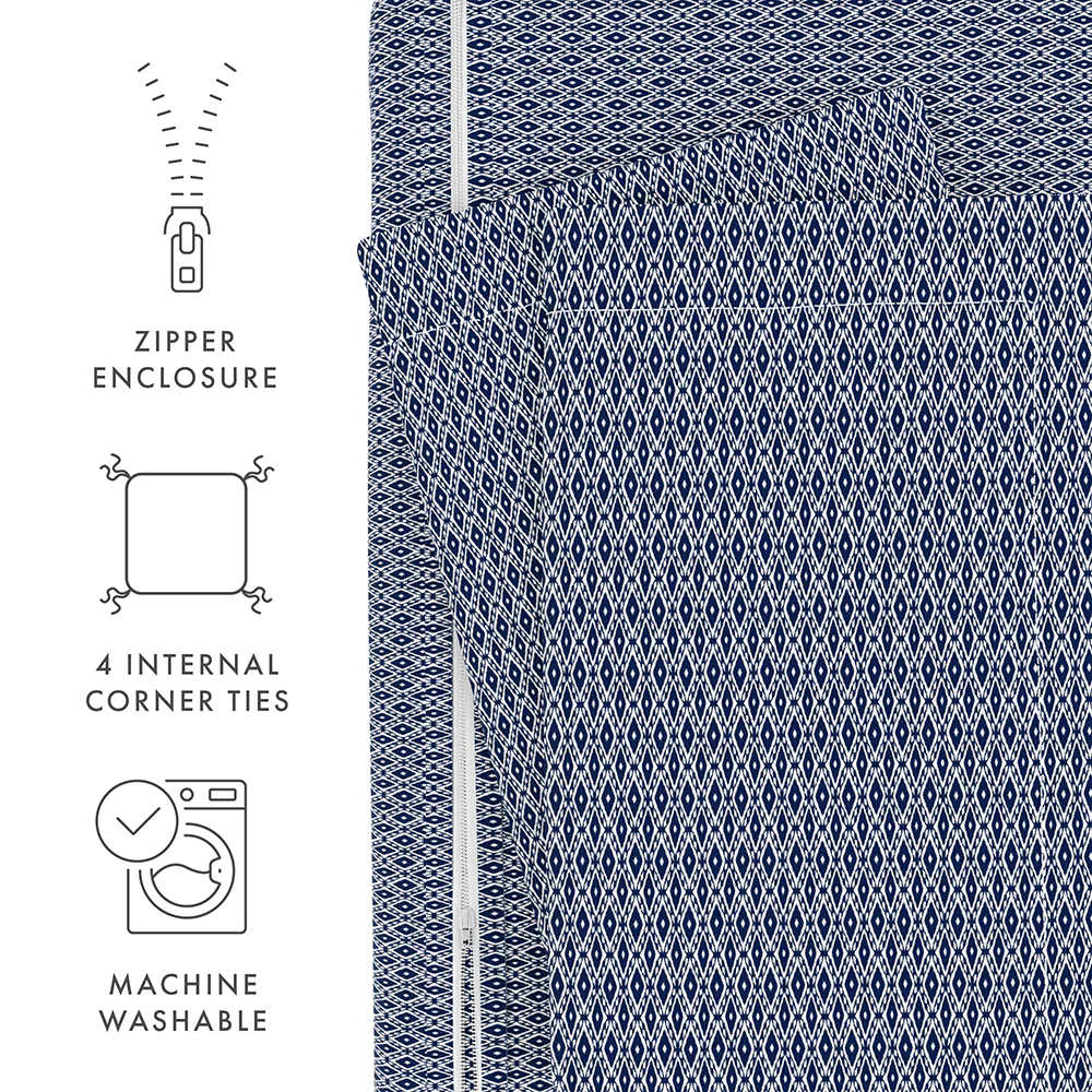 Blue Diamond Pattern 3-Piece Duvet Cover Set (Sale) - Image 9