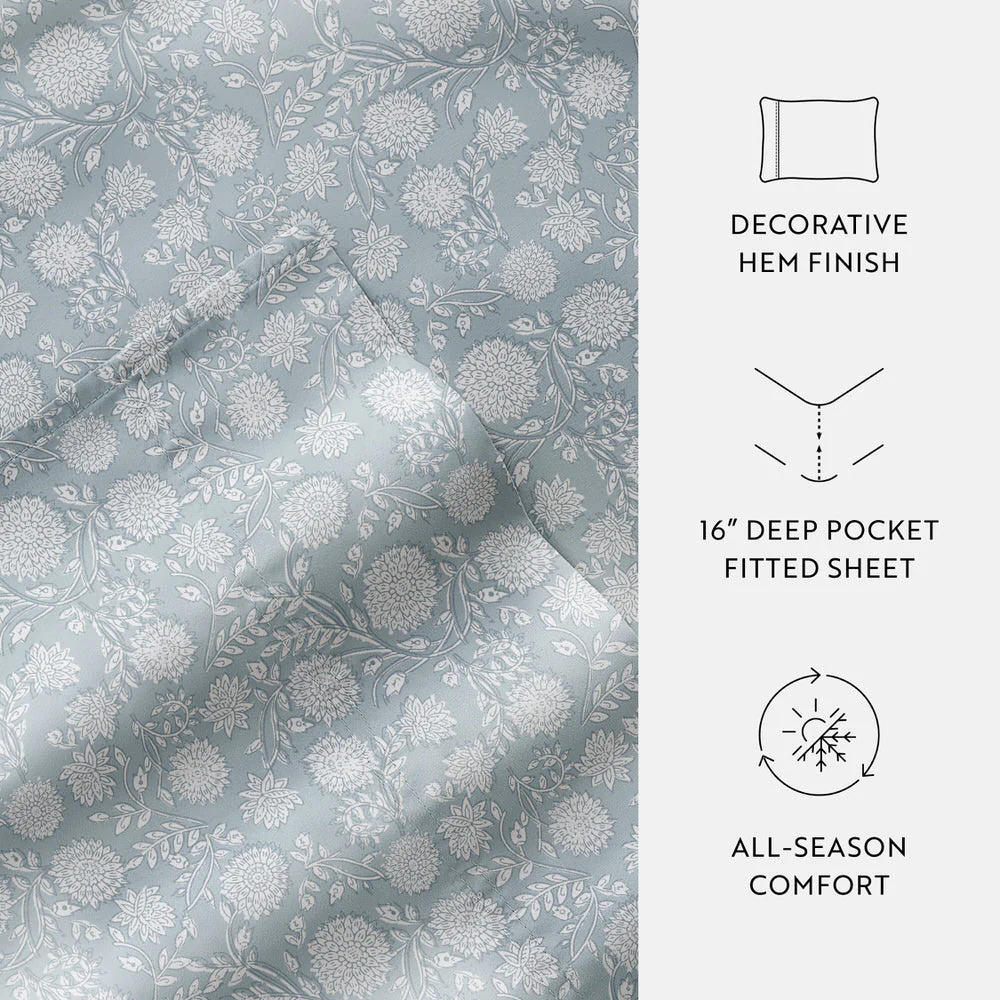 Bohemian Garden 4-Piece Long Staple Cotton Sheet Set (Sale) - Image 7