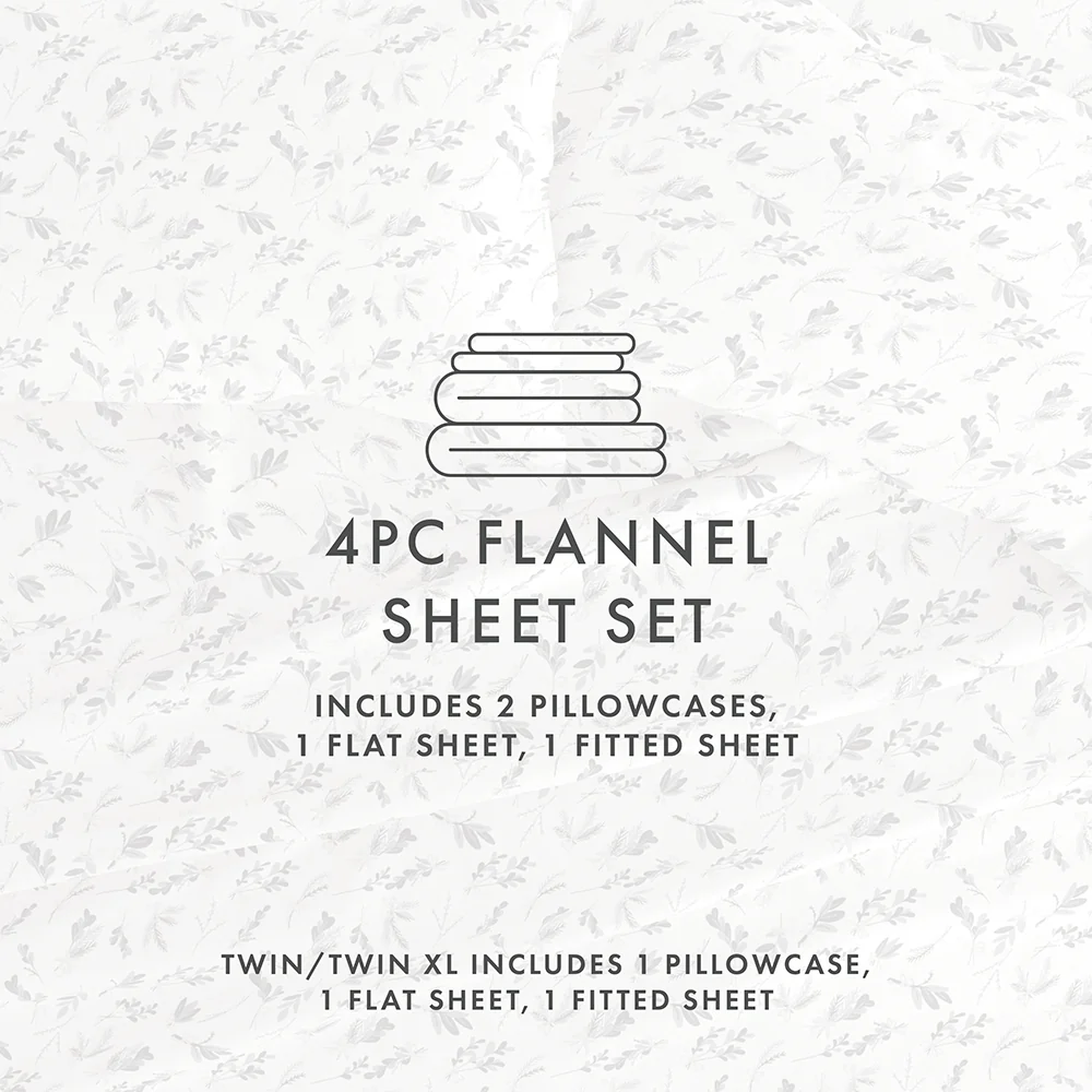 Botanical 4-Piece Flannel Sheet Set (Sale) - Image 5