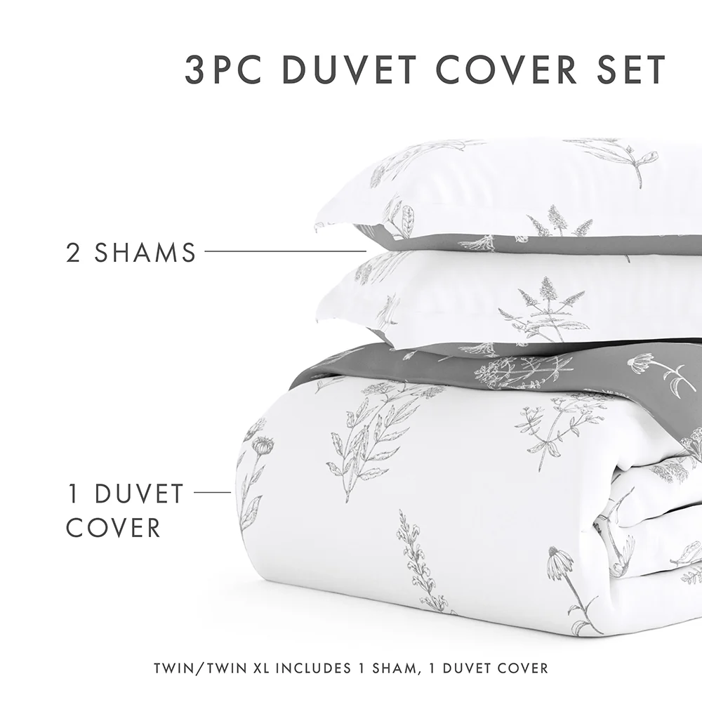 Botany Floral Pattern 3-Piece Reversible Duvet Cover Set (Sale) - Image 13