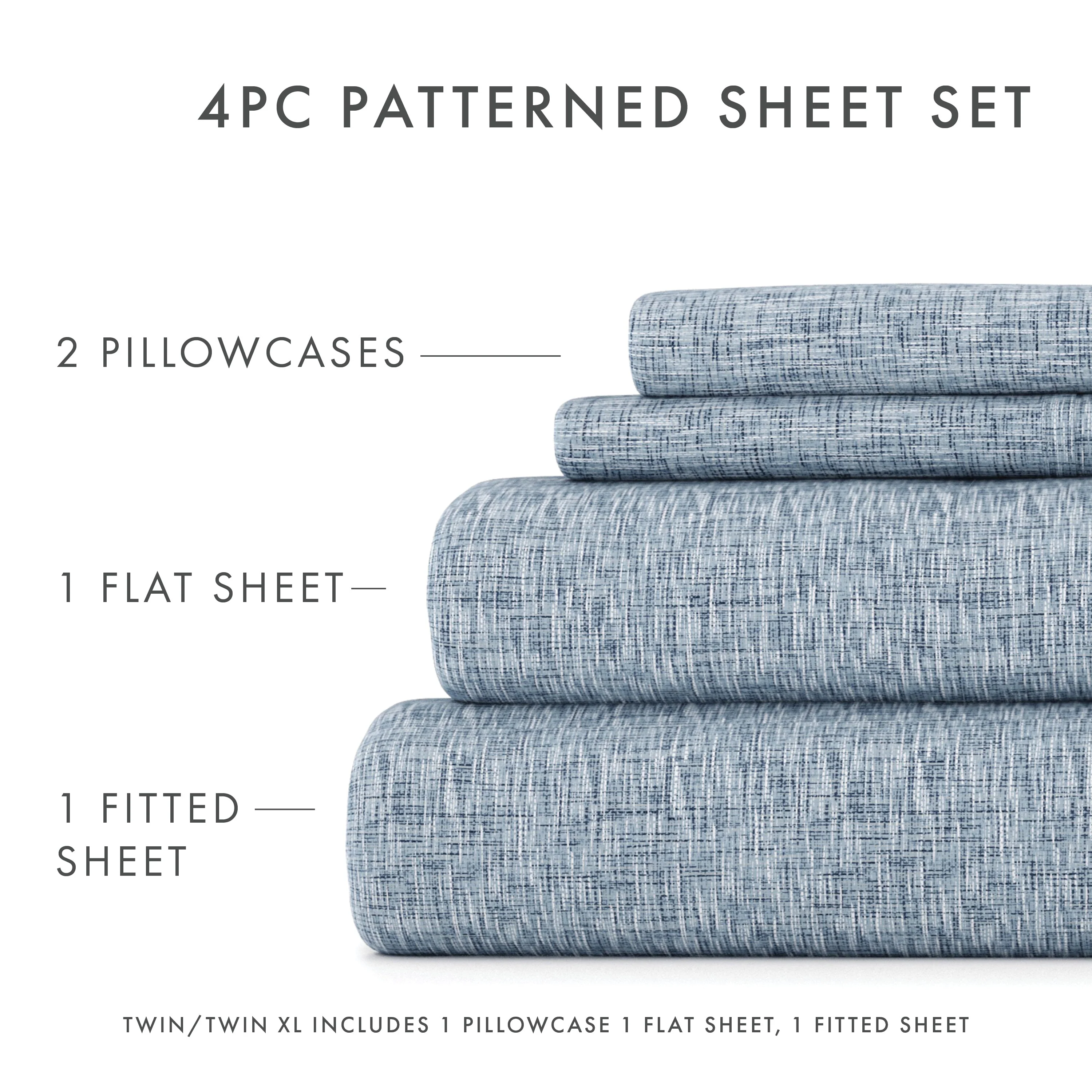 Chambray Style Pattern 4-Piece Sheet Set (Sale) - Image 13