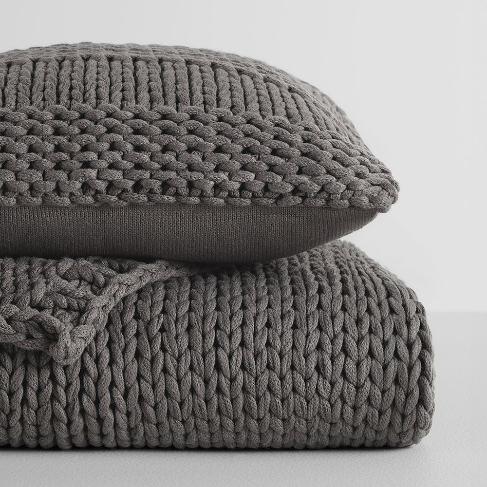 Chunky Knit Throw Blanket and Decor Pillow with Insert Bundle (Sale) - Image 11