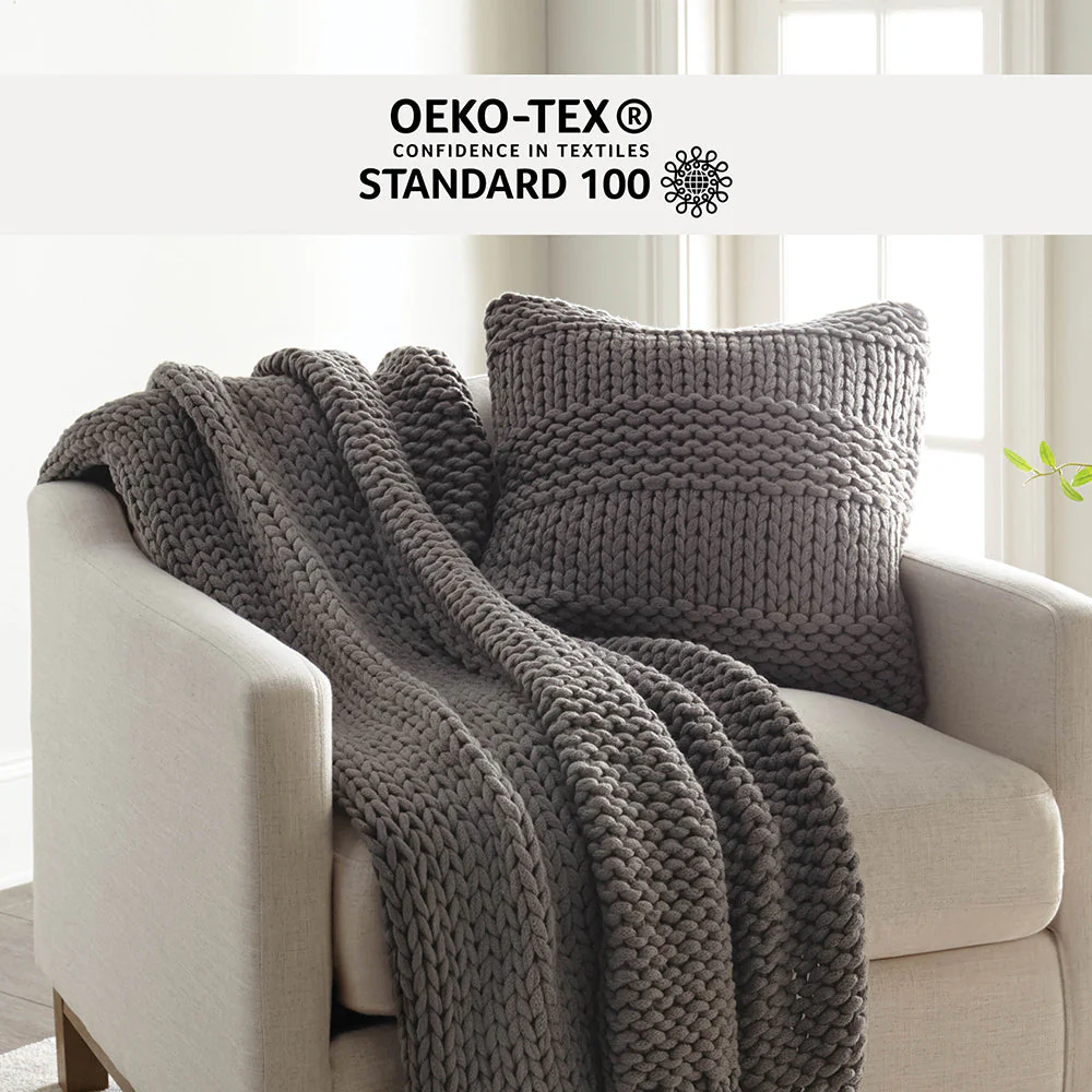Chunky Knit Throw Blanket and Decor Pillow with Insert Bundle (Sale) - Image 21
