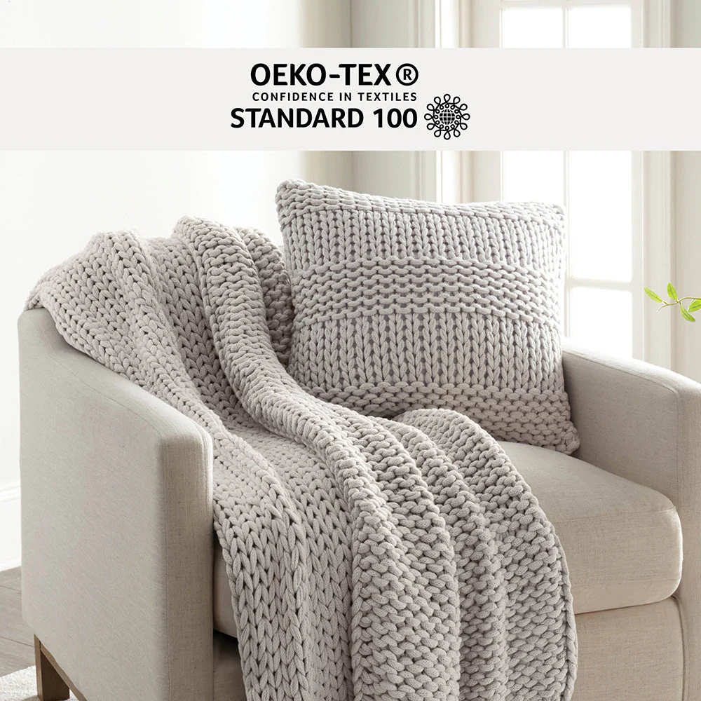Chunky Knit Throw Blanket and Decor Pillow with Insert Bundle (Sale) - Image 22