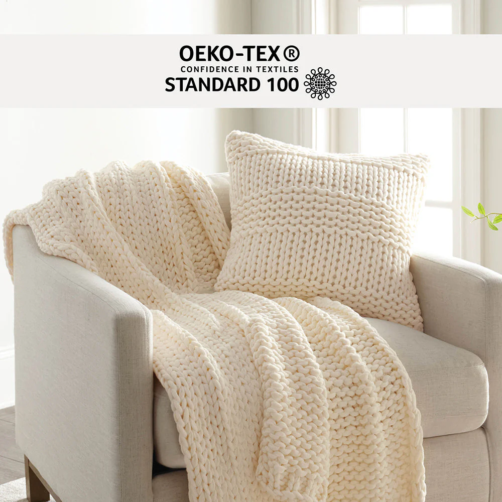 Chunky Knit Throw Blanket and Decor Pillow with Insert Bundle (Sale) - Image 23